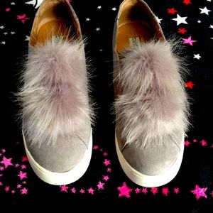 Grey fluffy sneakers